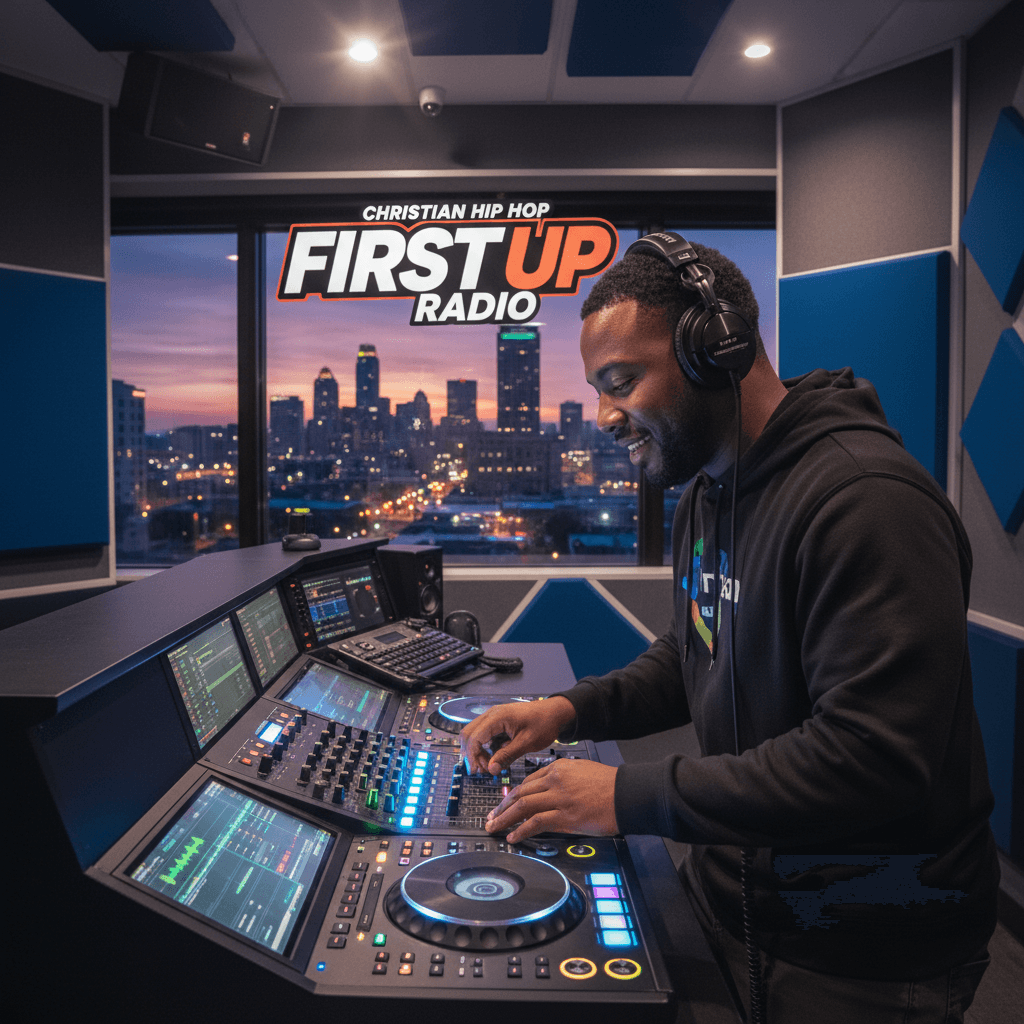 DJ Tonka at radio mixing console