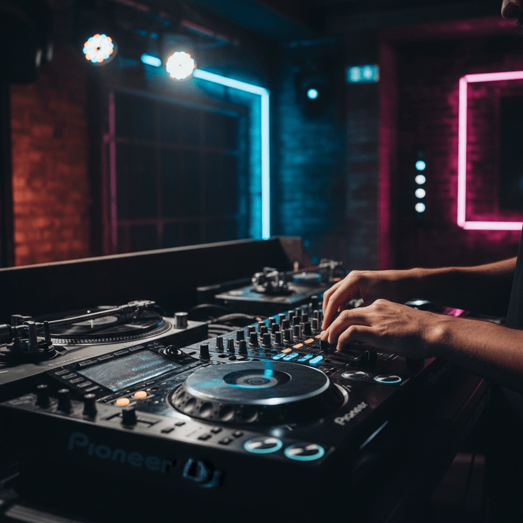 DJ Tonka at radio station equipment