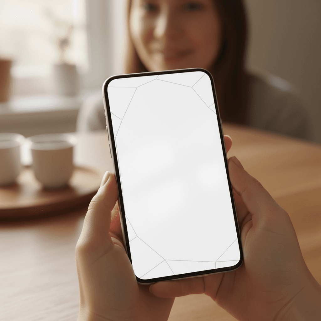 Hand browsing sermon archive on mobile device