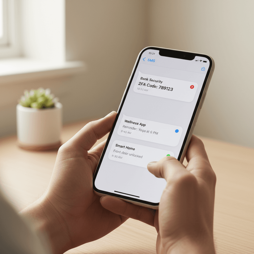 Text message notifications on smartphone