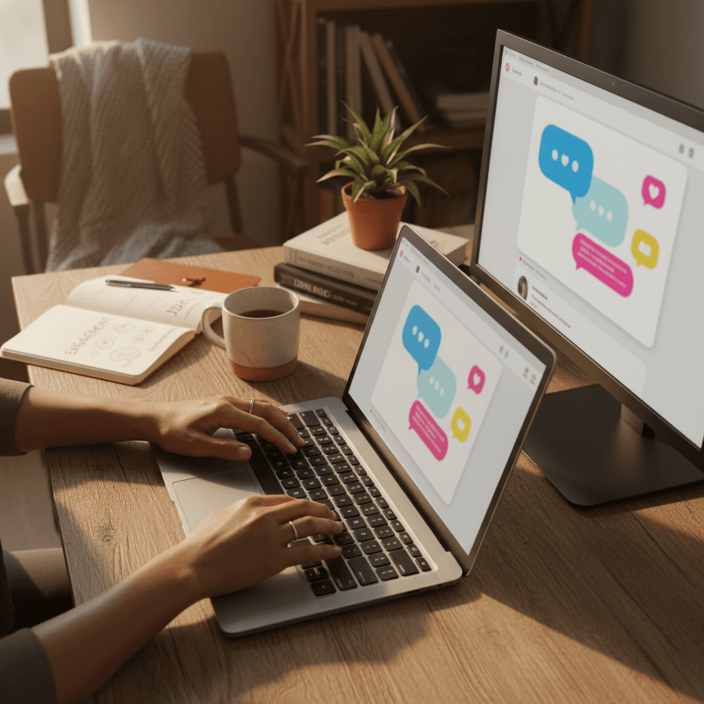 Facebook page open on laptop screen